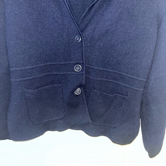 Talbots 100% Pure Merino Wool Navy Button Up Cardigan Size Large - Picture 6 of 10